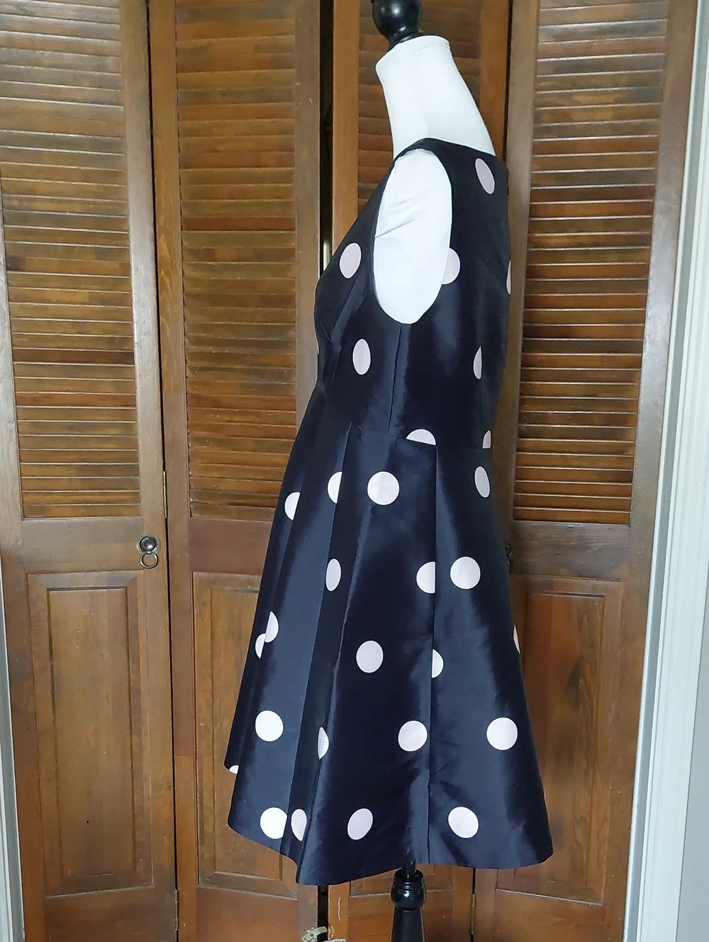 Kate Spade Spotlight V-neck Blue Navy and Pink Polka Dot Mini Dress Sz 12